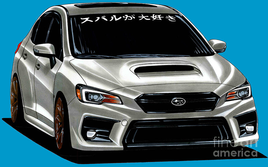 Legendary JDM Subaru Impreza WRX STI Drawing by Vladyslav Shapovalenko