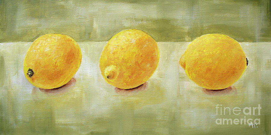 Just the 3 of Us -  Lemons Painting Painting by Annie Troe