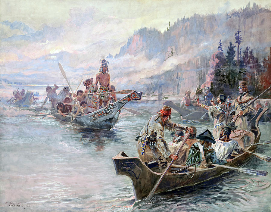 Charles Marion Russell Painting - Lewis and Clark on the Lower Columbia by Charles Marion Russell  by Mango Art