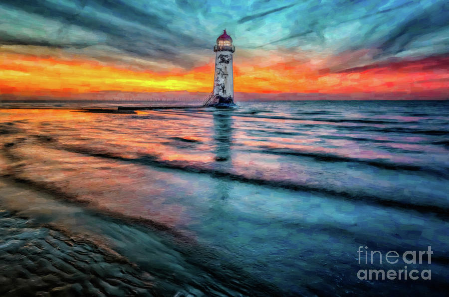 Lighthouse Sunset Art Photograph by Adrian Evans