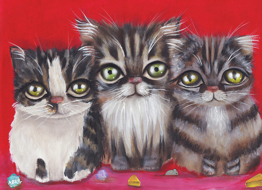 3 Little Cats Painting by Abril Andrade