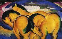 Horse Painting - Little Yellow Horses #2 by Franz Marc
