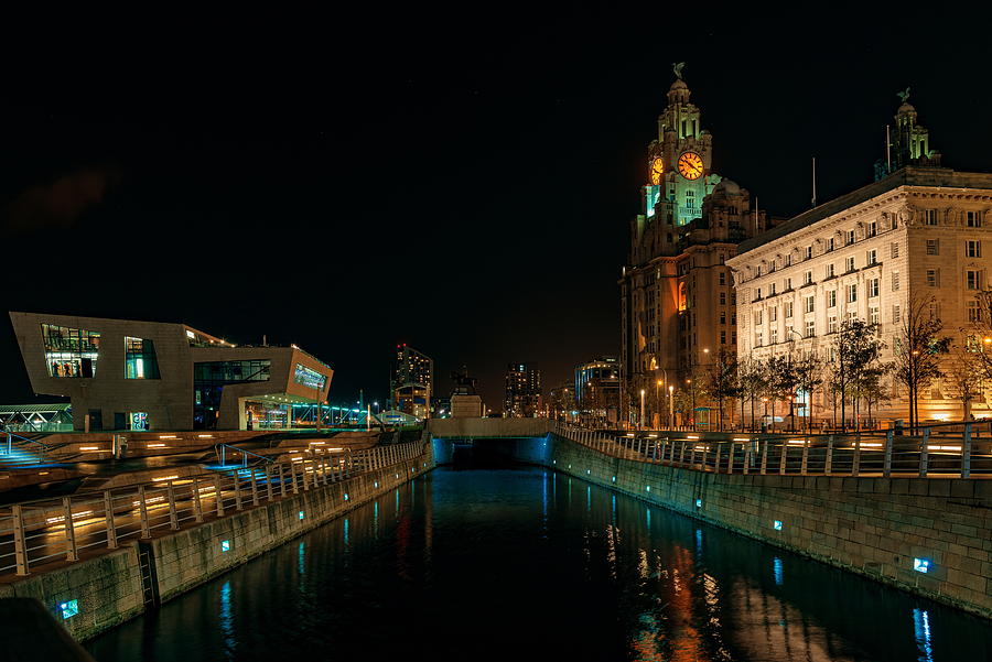 Liverpool city center cityscape night #3 Photograph by Songquan Deng