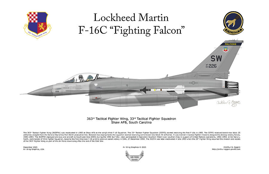 Lockheed Martin F-16C Fighting Falcon #3 Digital Art by Arthur Eggers