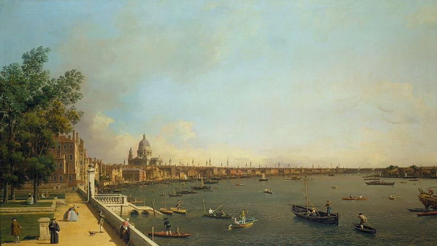 Canaletto Painting - London The Thames from Somerset House Terrace towards the City  #3 by Canaletto