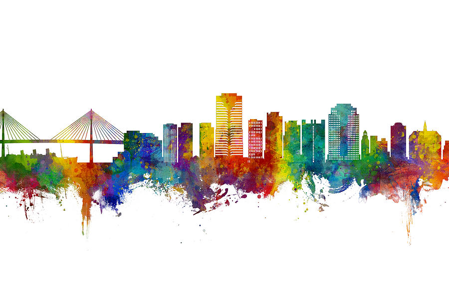 Long Beach Digital Art - Long Beach California Skyline #3 by Michael Tompsett