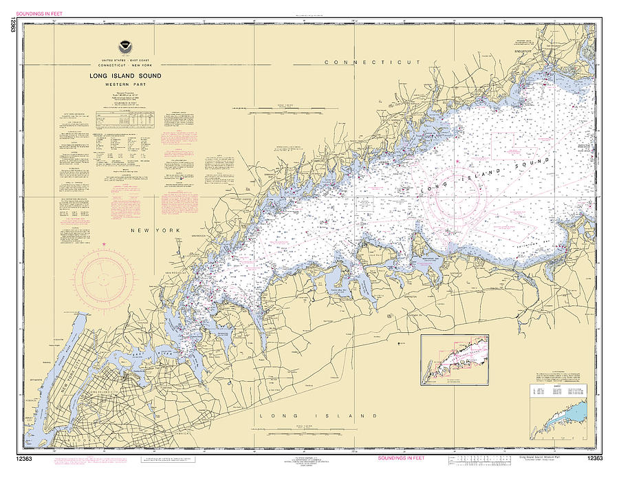 Long Island Sound-western Part, Noaa Chart 12363 Digital Art by ...