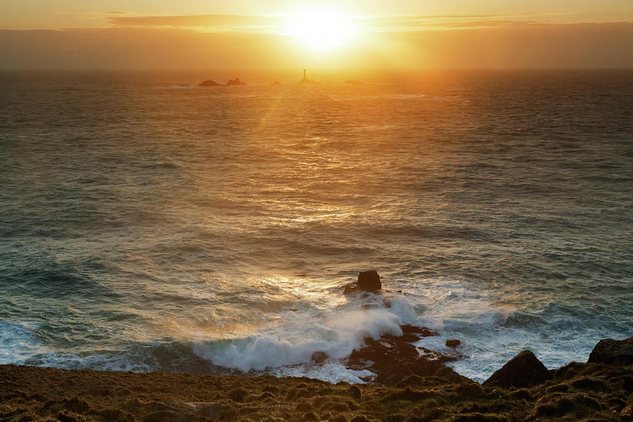 Longships Lighthouse at sunset #3 Photograph by Ian Middleton
