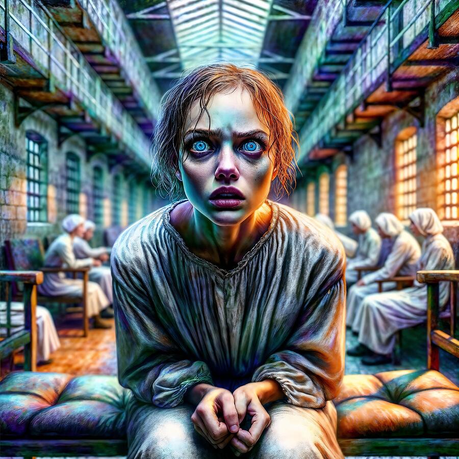 Young Woman Digital Art - Lunatic asylum #3 by Black Papaver