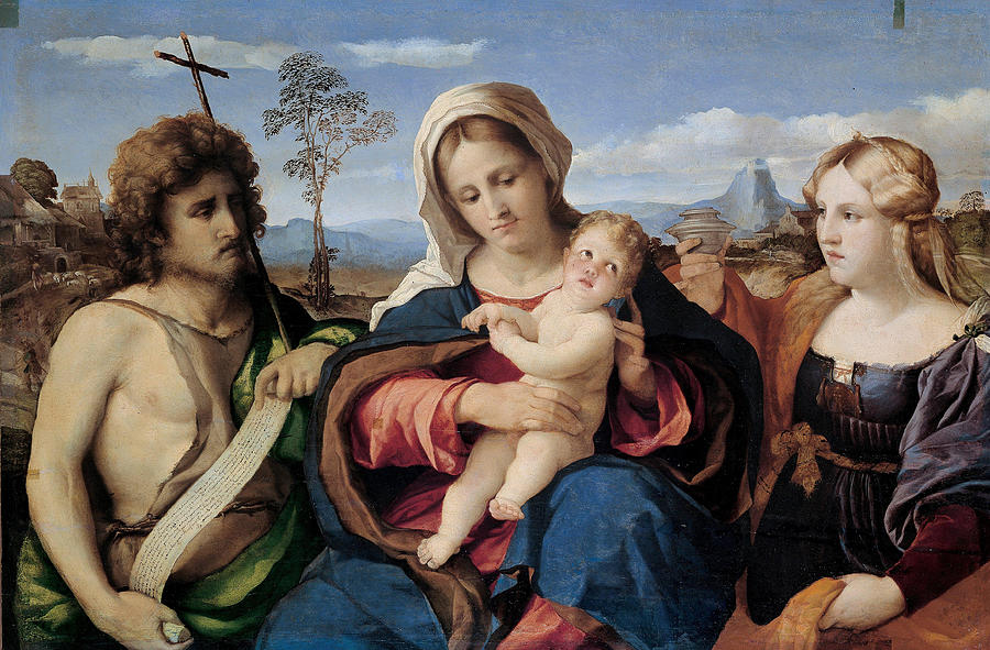 Madonna and Child with Saint John the Baptist and Magdalene Painting by ...