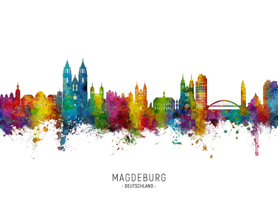 Magdeburg Germany Skyline #3 Digital Art by Michael Tompsett