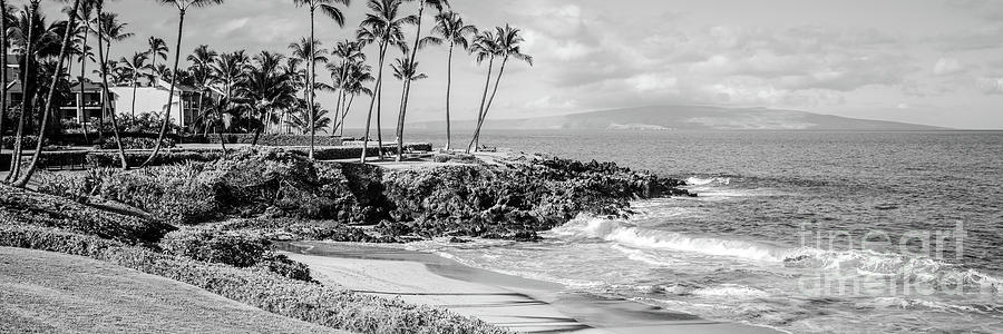 Maui Hawaii Ulua Beach Black and White Panorama Photo #3 Photograph by Paul Velgos