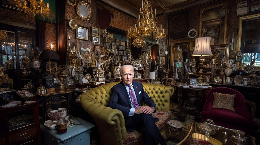 Fantasy Painting - Maximalist  United  States  President  Joe  Biden  by Asar Studios #3 by Celestial Images