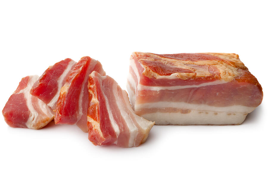 Meat: Bacon Isolated on White Background #3 Photograph by Floortje