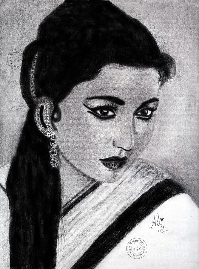 Actor Meena Kumari Sex Videos - Meena Kumari Drawing by Bobby Dar - Pixels
