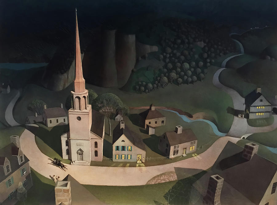 Sign Painting - Midnight Ride of Paul Revere by Grant Wood by Mango Art