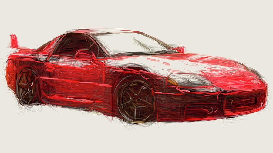 Mitsubishi 3000GT Car Drawing #3 Digital Art by CarsToon Concept