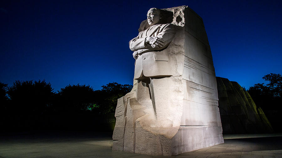 MLK Martin Luther King Memorial at night in Washington DC Photograph by