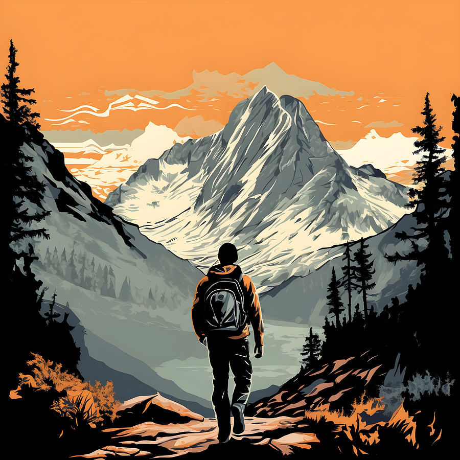 Mountain Adventure Hiking Digital Art by Sweet Birdie Studio - Fine Art ...