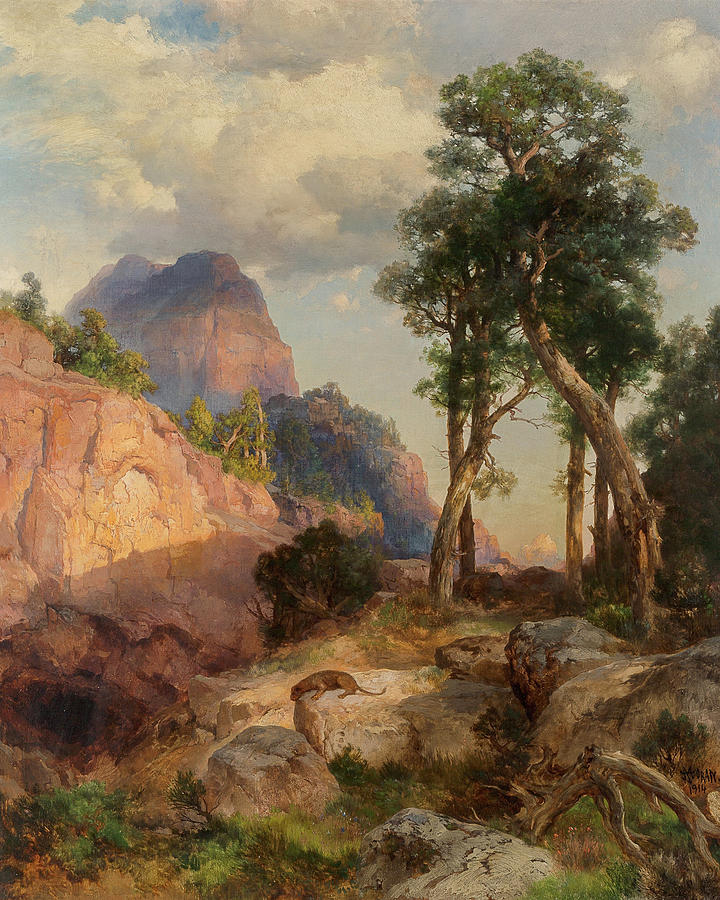 Mountain Lion in Grand Canyon Painting by Thomas Moran - Fine Art America