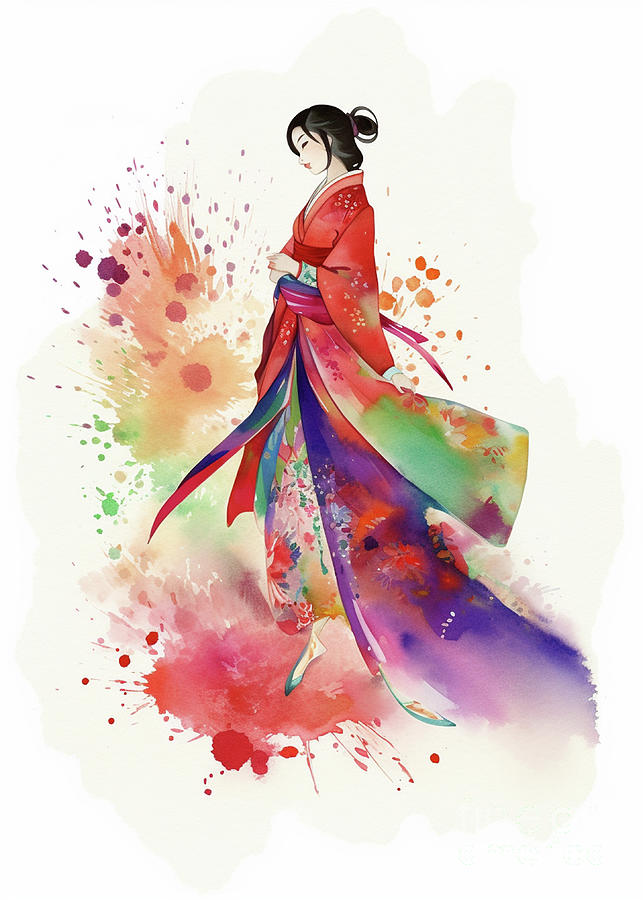 Mulan Princesses Disney Watercolor Print Digital Art by Hha - Fine Art ...