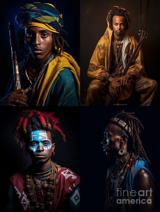 Musician  Dancer  Youth  From  Suri  Tribe  Ethiopia   By Asar Studios Painting