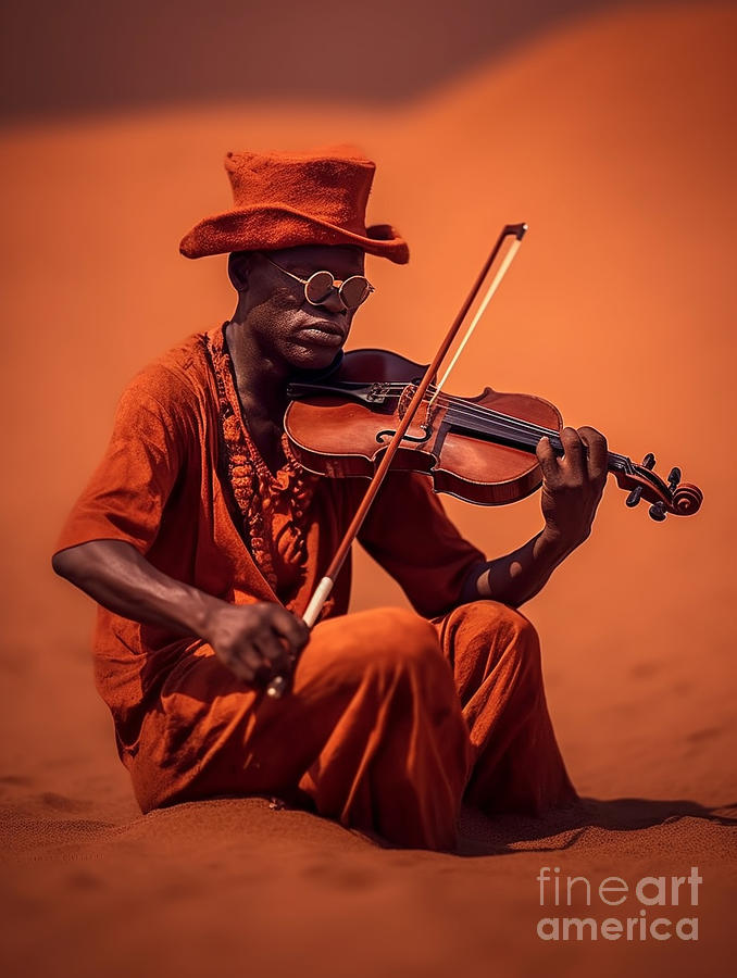 Musician  From  Himba  Namibia    Surreal  Cinematic    By Asar Studios Painting