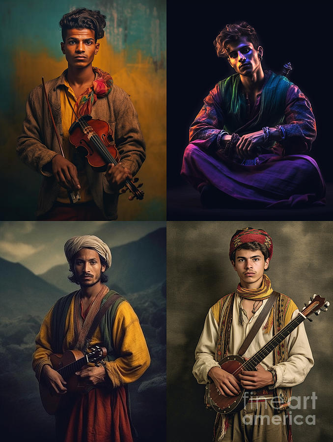 Musician  Youth  From  Goran  Kurdish  Tribe  Kurdist  By Asar Studios Painting