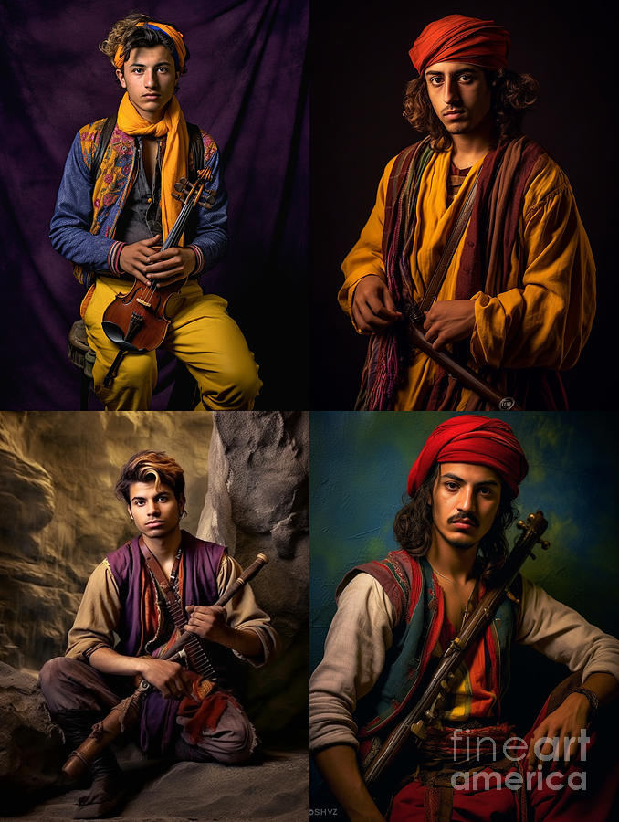 Musician  Youth  From  Yazidi  Kurdish  Tribe  Kurdis  By Asar Studios Painting