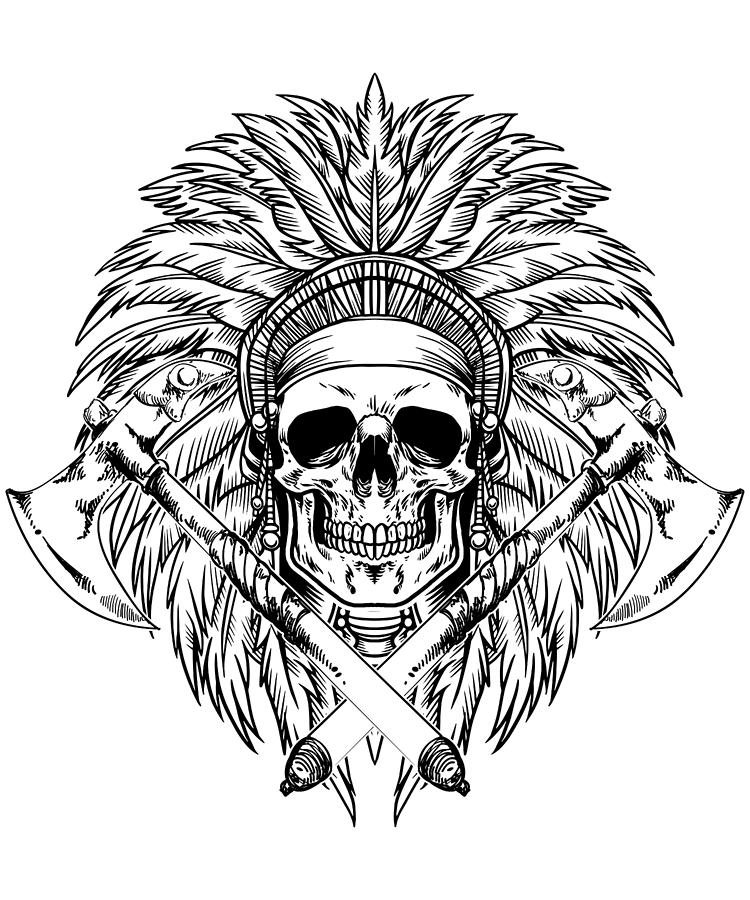 Native American Skull Axe Indigenous Digital Art by Michael S - Fine ...