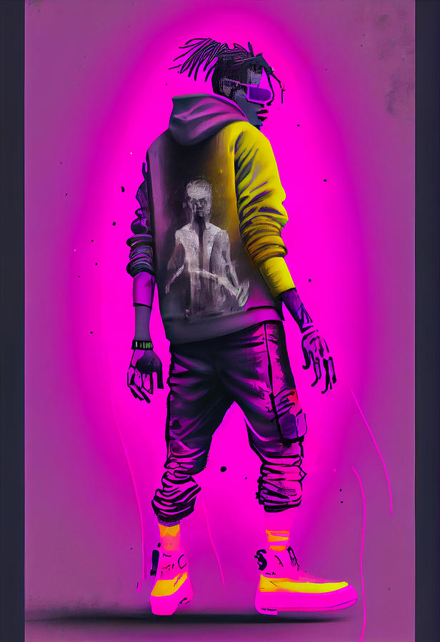 Neon  Pink  Purple  And  Yellow  Desaturated  Illustr  By Asar Studios Digital Art