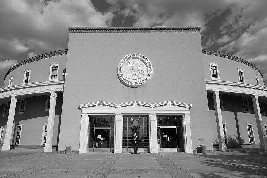 New Mexico state capitol building in Santa Fe New Mexico in black and white #3 Photograph by Eldon McGraw