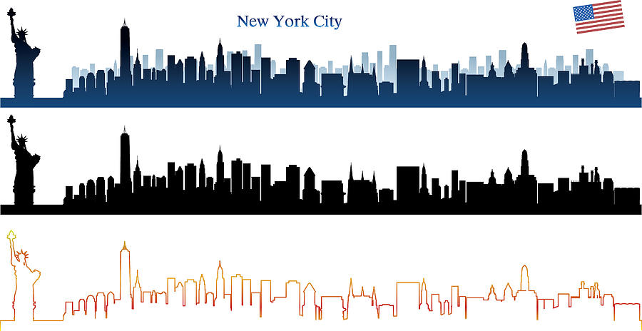 New York City Skyline #3 Drawing by Drmakkoy