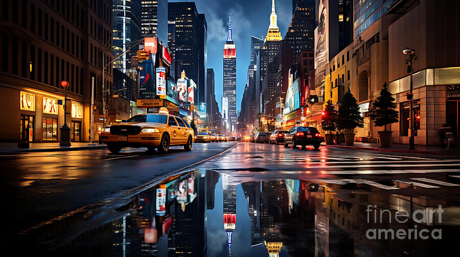 New York City United States The Empire State Bu by Asar Studios #3 Painting by Celestial Images
