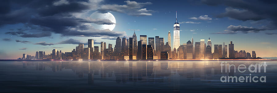 New York City USA looks crystal clear under by Asar Studios #3 Painting by Celestial Images