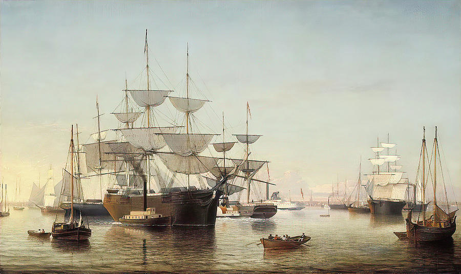 New York Harbor #4 Painting by Fitz Henry Lane