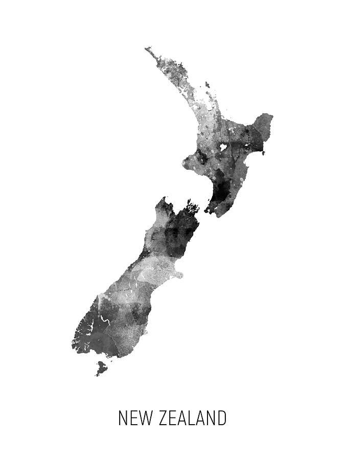 New Zealand Watercolor Map #3 Digital Art by Michael Tompsett