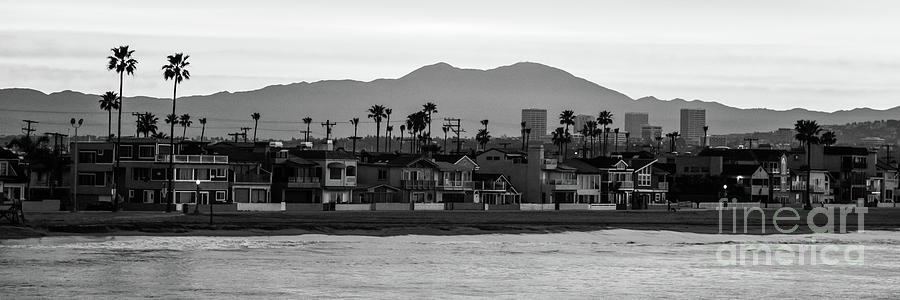 Newport Beach Skyline Black and White Panorama Photo #3 Photograph by Paul Velgos