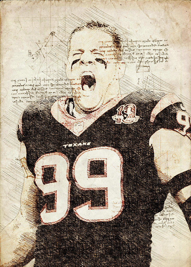 Player NFL Houston Texans Player JJ Watt J.J.Watt J. J. Watt J.J.Watt  Justin James T-Shirt by Wrenn Huber - Pixels