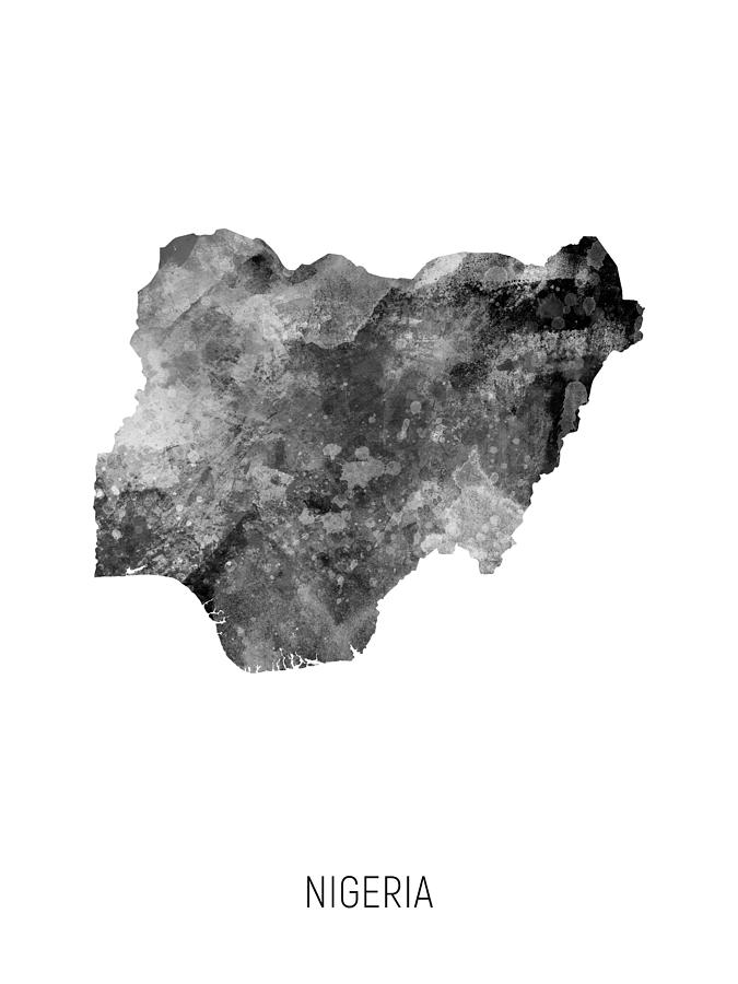 Nigeria Watercolor Map #3 Digital Art by Michael Tompsett