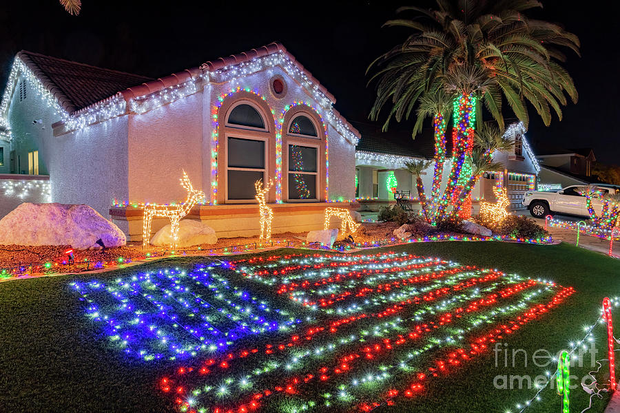 Christmas Photograph - Night view of beautiful christmas decoration of a home #3 by Chon Kit Leong