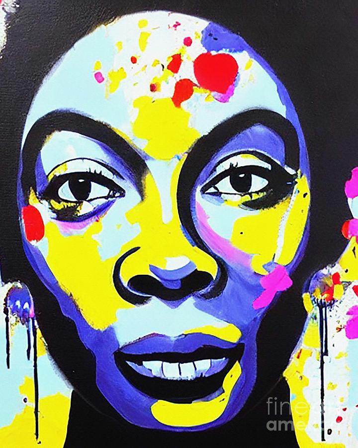 Nina Simone Abstract Art Mixed Media by Lisa Von - Fine Art America