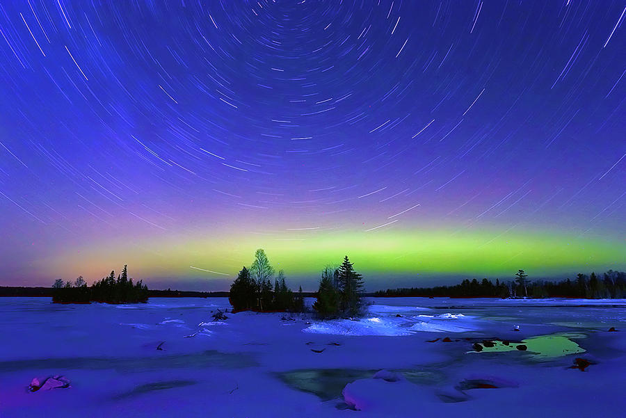 Northern Lights with Startrails #3 Photograph by Shixing Wen