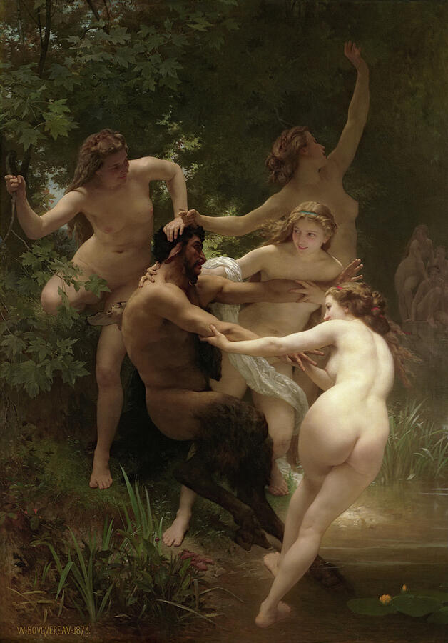 Nymphs and Satyr, from 1873 Painting by William-Adolphe Bouguereau