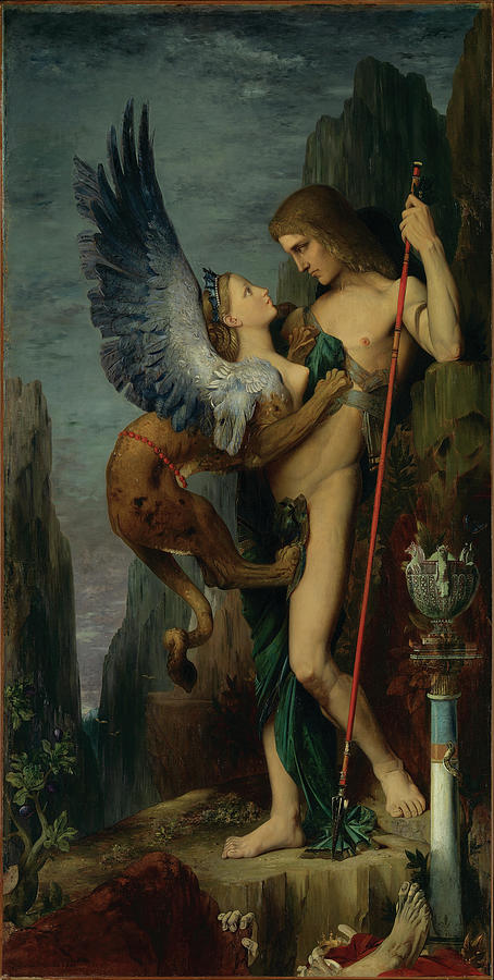 Portrait Painting - Oedipus and the Sphinx #7 by Gustave Moreau
