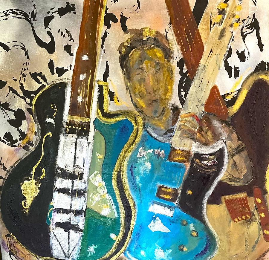 3 Off Johnny Depp's Guitars Painting by Margaret Morgan - Pixels