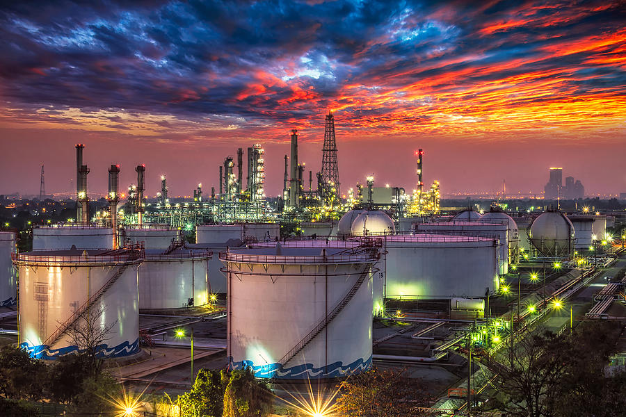 Oil and gas industry - refinery at sunset - factory - petrochemical plant #3 Photograph by Thatree Thitivongvaroon