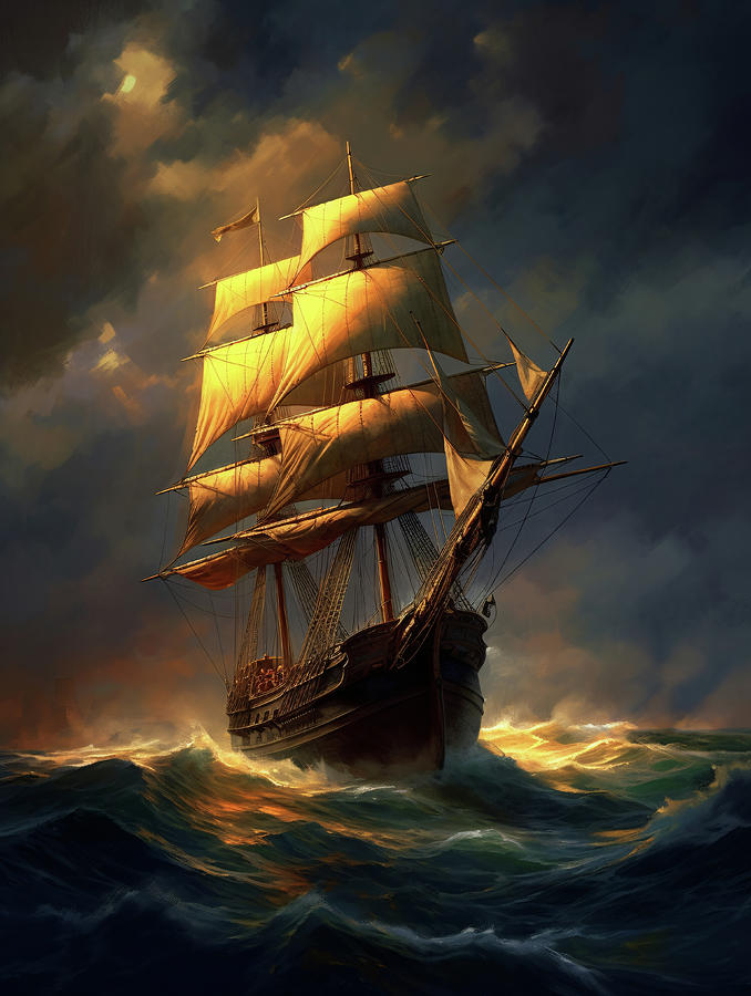 Old Ship in the Storm #3 Digital Art by Vlastimil Sestak - Pixels