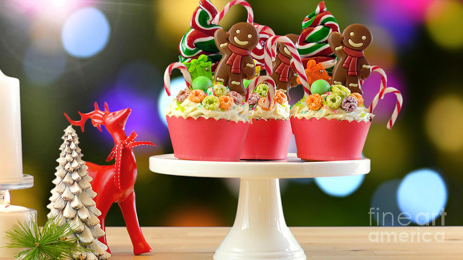 On trend candy land festive Christmas cupcakes. #3 Photograph by Milleflore Images