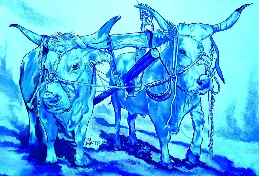 Oxen on a Yoke #3 Painting by Loraine Yaffe